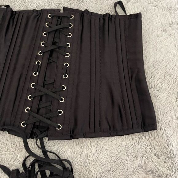 CAMELLIAS corcet black satin 26 steel bones - Picture 15 of 16